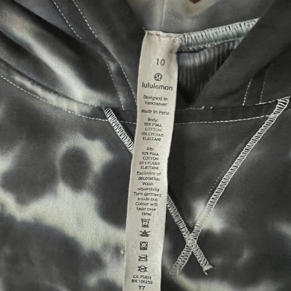 Lululemon All Yours Hoodie Tie Dye Fleece Marmoleado Tie Dye Graphite Grey Sz 10 - Picture 6 of 8